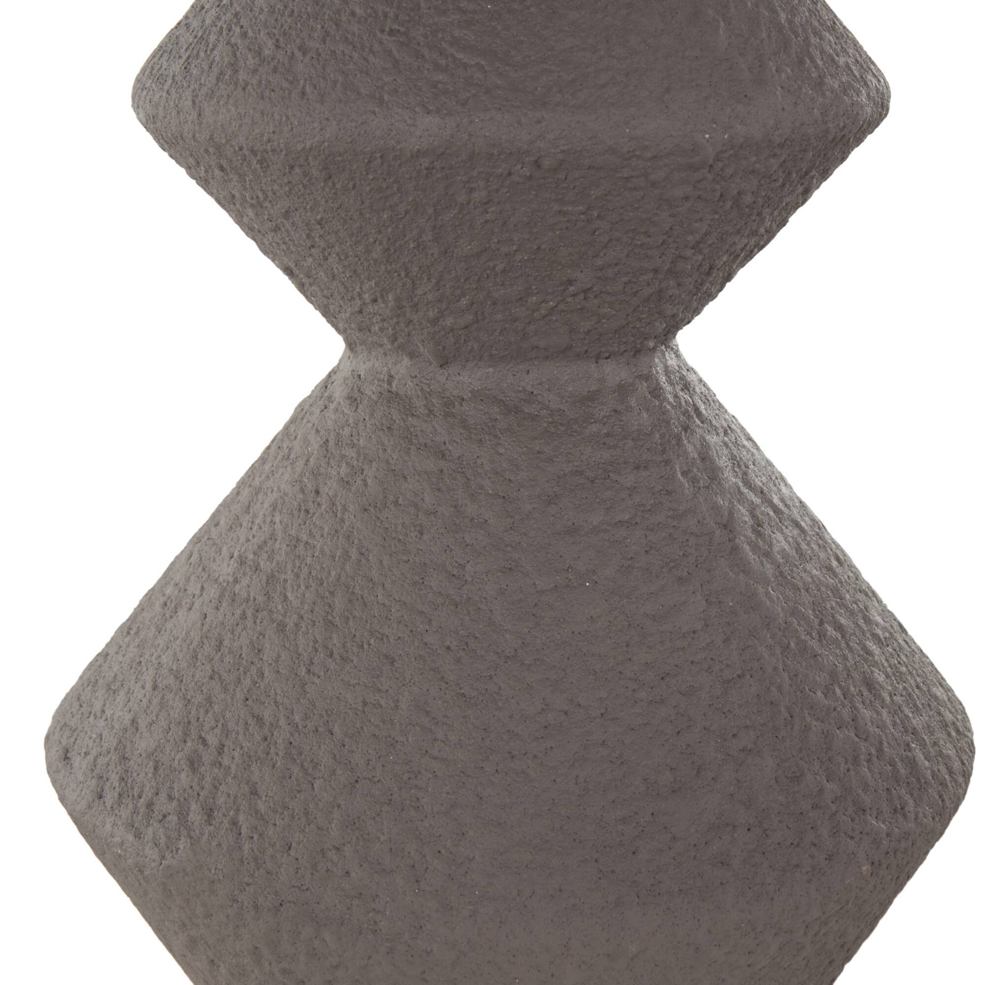 24.75" Dark Gray Metal Art Deco Fluted Decorative Vase
